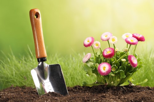Before-and-after style garden makeover scene for a Havering property